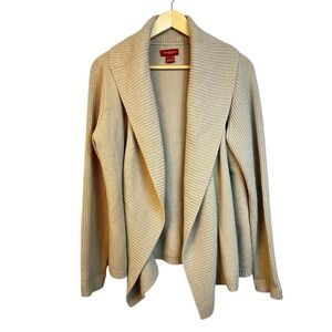 Sundance Open Front Long Sleeve Cardigan Sweater, Tan Beige, Large